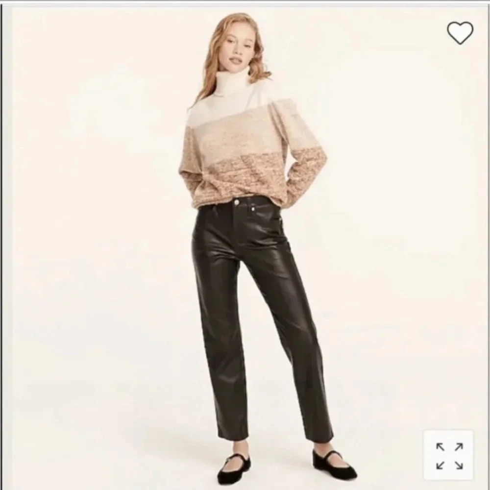 J. Crew vegan leather high waist classic straight black 5 pocket size 27 - Picture 10 of 13